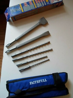 Faithfull 6-teiliges SDS Bohrer und Meißel Set in Nylon Aufbewahrungsrolle FAI SDSSET6