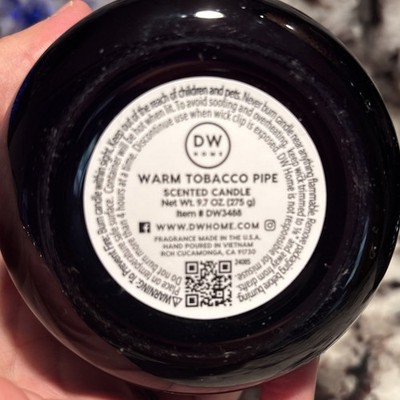dw home tobacco candle DW Home WARM TOBACCO PIPE Candle 33 hrs burn time 9.7oz Single Wick Black  Top