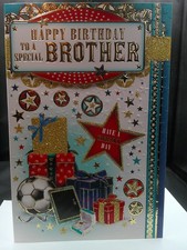 BROTHER BIRTHDAY CARD (9"X 6") CAR CUTE MODERN SPORT TECH FOOTBALL