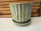 Vintage McCoy Pottery Sage Green Bamboo Design Flower Pot, Planter 4”