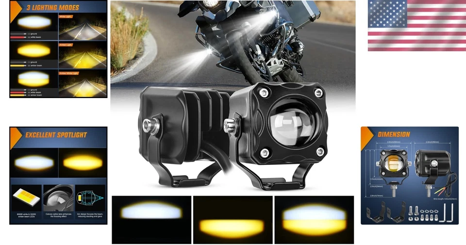 Luces LED antiniebla auxiliares todoterreno punto 1,7 pulgadas para motocicletas SUV Foto 2 de 4