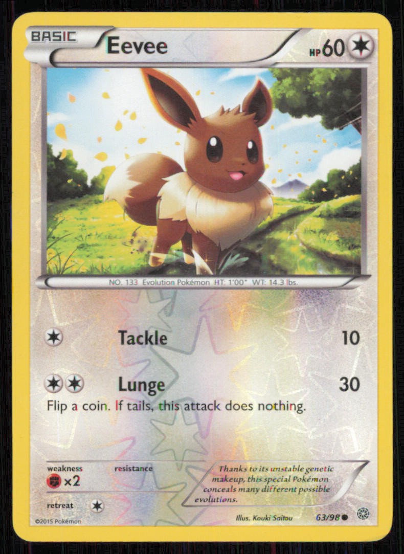Eevee 63/98 Common Ancient Origins Pokemon Reverse Holo Lightly Played