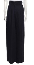 MAX MARA High Waist Linen Trousers Wide Leg Dress Pants  Black US4