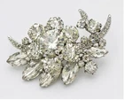 Vintage Signed Eisenberg Ice Rhinestone Floral Spray Brooch Pin Silver Tone