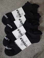 4 Pair Bombas Men's All-Purpose Performance Black Ankle Sock Size M