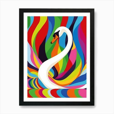 Vibrant Swan Art Print Framed Wall Art Poster Canvas Print Picture