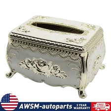 Gold And White Luxury European Style Tissue Box Holder