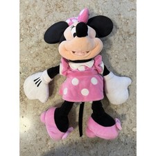 Disney Store Minnie Mouse Plush Pink Polka Dot Dress Bow Soft Toy 12 Inch