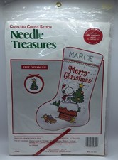 Vtg Needle Treasures Snoopy Decorating The Doghouse Stocking Kit NEW/SEALED 