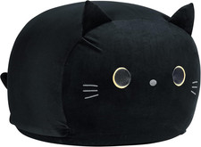 Stuffed Animal Storage Bean Bag Chair Cover for Kids Black Cat Beanbag Chair for