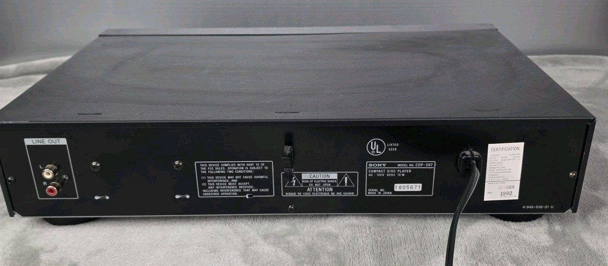 Sony CDP-397 CD Player Vintage 1992 Made in Japan Tested Working