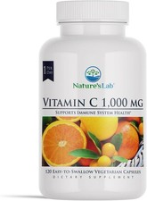 Nature's Lab Vitamin C 1000mg Per Capsule -Supports Immune System Health, 120 Co