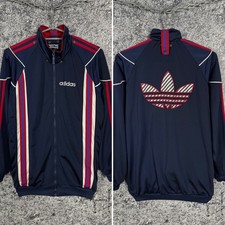 Vintage 90s Adidas Originals Full Zip Track Jacket Big Trefoil Logo Size S-M