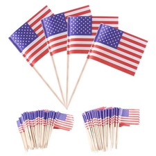 2X(100 American Flag Toothpicks Party Cupcake Decoration Sandwich  Food1899