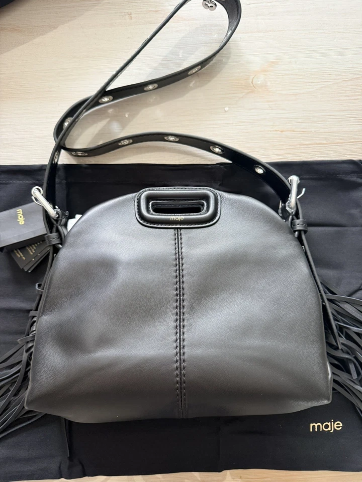 Sac MAJE Miss M Mini en cuir noir - Photo 1/4