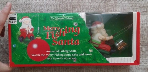 Vintage Merry Fishing Santa Eckerd animierter Weihnachtsmann von The Enchanted Workshop funktioniert