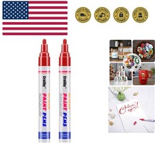 Red Paint Markers, 2 Pack Oil-Based Waterproof Quick Dry Permanent Paint Pen ...