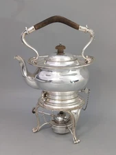 Antique Silver Plated Kettle On Stand With Spirit Burner By Mappin Webb