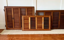 Antique Interior Wood Shutters with Wafer Sliders, Hardware, Slats Intact