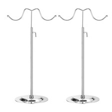 2 Pack Purse Display Stand Set Adjustable Double Hook Handbag Rack Silver