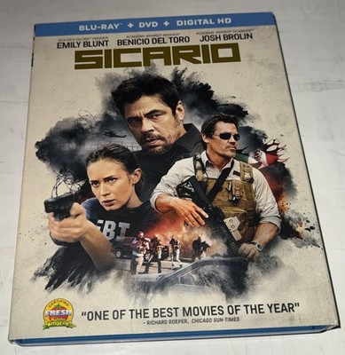 Sicario Blu-ray DVD Digital HD Combo Pack Slipcover Emily Blunt Thriller 2015