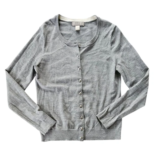 Banana Republic Extra Fine Merino Wool Button Cardigan Sweater Gray Medium - Picture 1 of 7