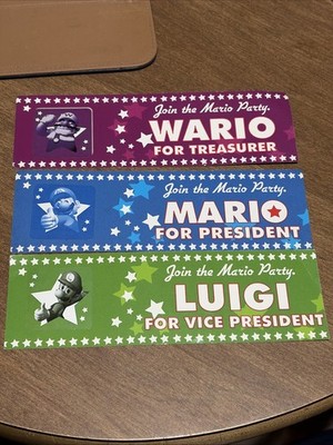 Vintage Nintendo GameCube Mario Party 5 Mario For President Bookmark Luigi Wario
