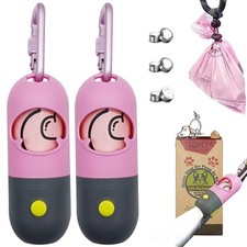 Dog Poop Bags Holder with LED Flashlight Pet Waste Bags Dispenser for Leash D...