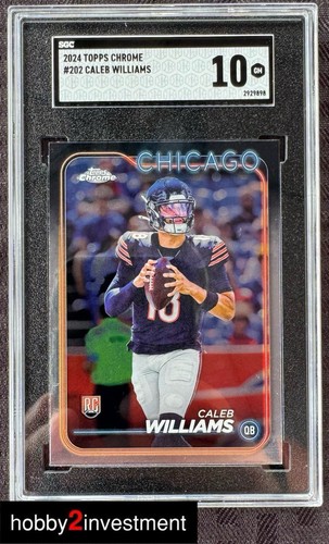 2024 Topps Chrome Caleb Williams #202 SGC 10 Gem Mint RC Rookie ! Beautiful !