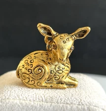 Vintage Max Factor Deer Pendant Fawn Solid Perfume Locket Vanity Decor Makeup