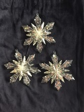 Snowflake RESIN Ornaments BEAUTIFUL IRIDESCENT GLITTER - Set Of 3 - 4 INCH SIZE