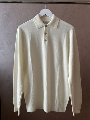 Men s Brunello Cucinelli 100% Cashmere Polo Sweater Size XL (52) Color Ivory