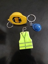 Construction Workman Keyrings Bottleopener Set Hard Hat Reflective Vest Builder