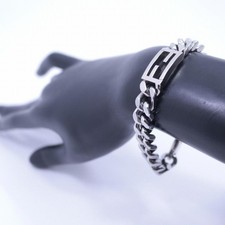 FENDI Kihei Kette Baguette Armband 100% Stahl FF Logo Silber Italien echt