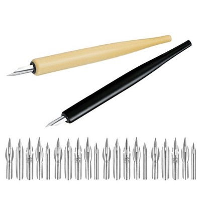 2 Sets Wooden Pen Comic Book Drawing Pens Brause Broad Nibs Artist