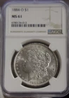 1884 O US Morgan Silver Dollar $1 NGC MS61