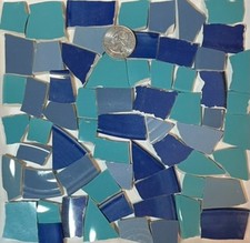 Hand Cut China Mosaic Tile Art Supplies - Mixed Shades of Blue Tiles F375f
