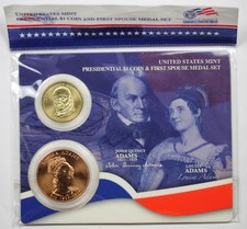 2008 John Quincy Adams & Louisa Adams Presidential $1 Coin & First Spouse Medal