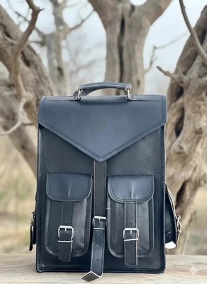 18'' Goat Bag Backpack Vintage Rucksack Black Messenger