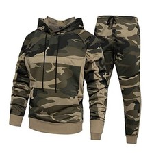 Mens Sweatsuits 2 Piece Hoodie Tracksuit Casual Comfy Camo Medium 105khaki