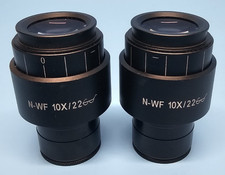 Set of 2, Motic N-WF 10X/22 BA410 Fluorescence Microscope Binocular Eyepieces.