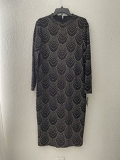 Nine West black and silver Glitter pencil dress with 3/4 sleeves size 16