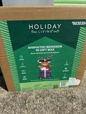 Holiday Living 4 Ft Animated Led Reindeer In Gift Box Decoration - Brand New