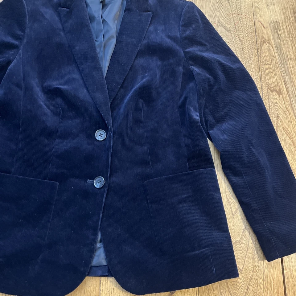TALBOTS Corduroy Women's Blazer Jacket Blue Lined, Size 6P - Image 3 of 4