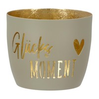 Gilde Windlicht GlüCksmoment 8.5 Cm | Metall | Teelichthalter | Creme / Hell