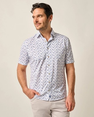 johnnie-O Short Sleeve Hangin' Out Knit Button Down Shirt - Mendocino White