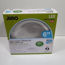 Juno  6" Retrofit LED White Baffle Trim 700 Lumens 10 Watts 90CRI 2700K Dimmable