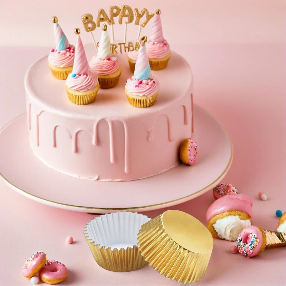  100 pz Alluminio Tazze di alluminio ispessito Cupcake Fodere Mini muffin per - Immagine 2 di 4