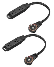 DEWENWILS 1FT Extension Cord with 360° Rotating Plug, 3 Outlet, 2 Pack