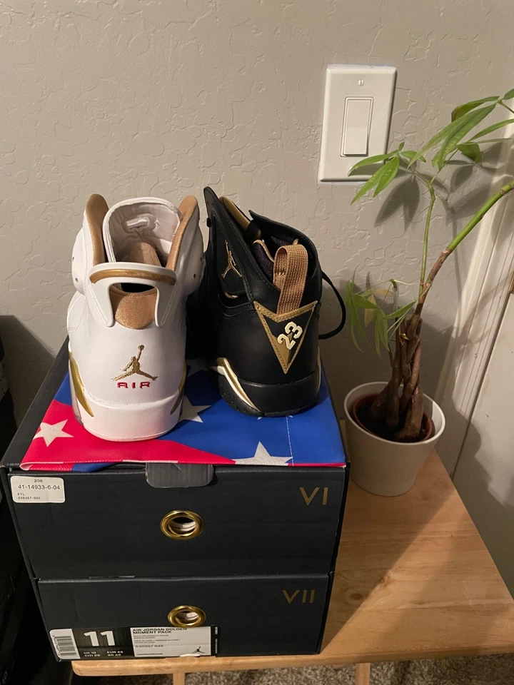 Talla 11 - Air Jordan 7/6 (AMBOS) Retro Golden Moments Pack ¡¡NUEVO DS!!! Foto 4 de 4
